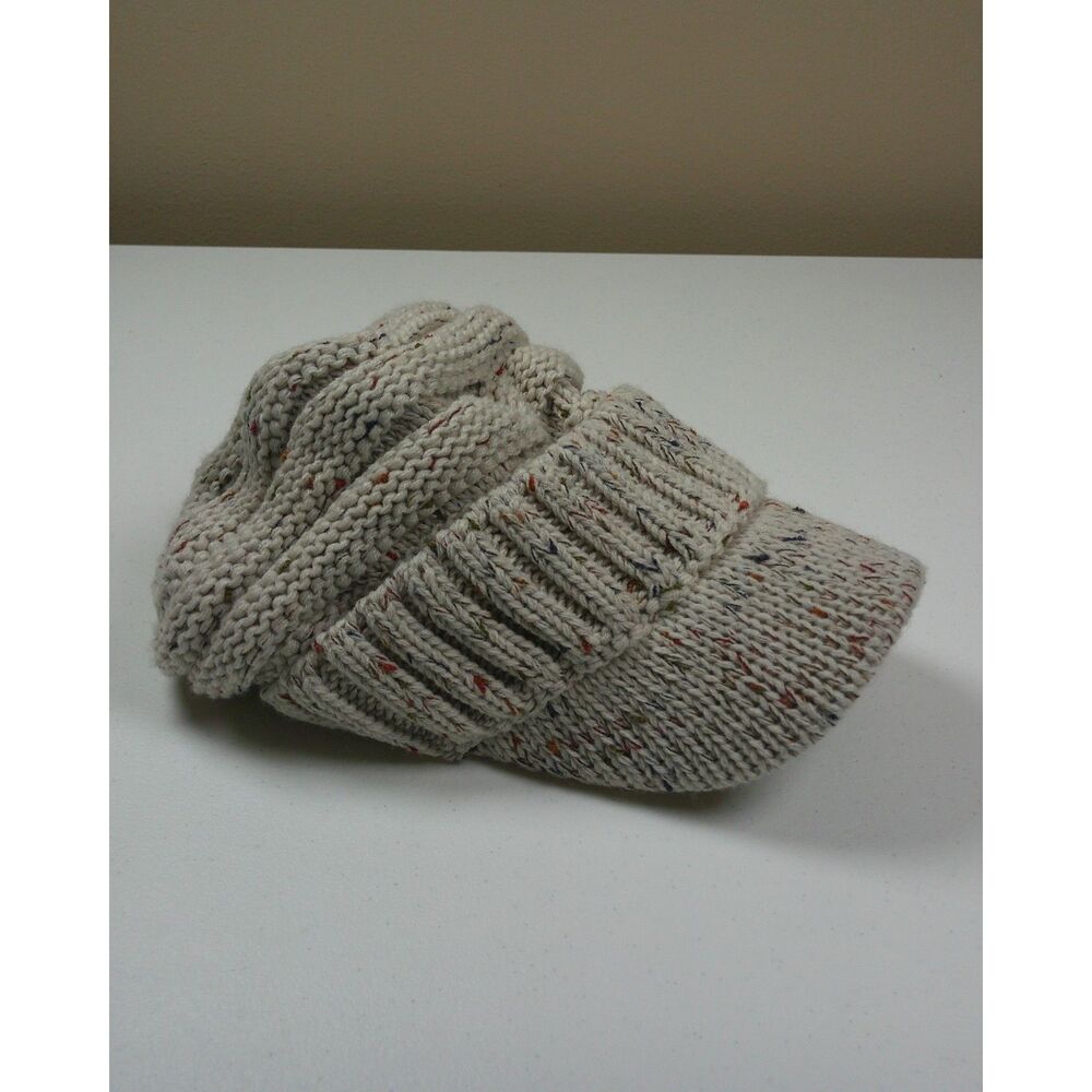 C.C Confetti Oatmeal Knit Visor Beanie Hat Slouchy Newsboy Cap One Size - Picture 8 of 8